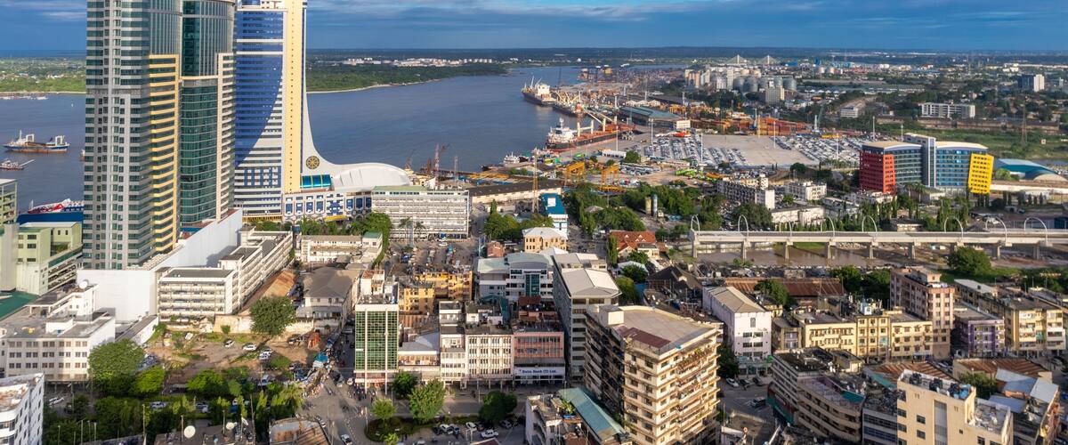 Aerial view of the city of Dar es Salaam, Tanzania