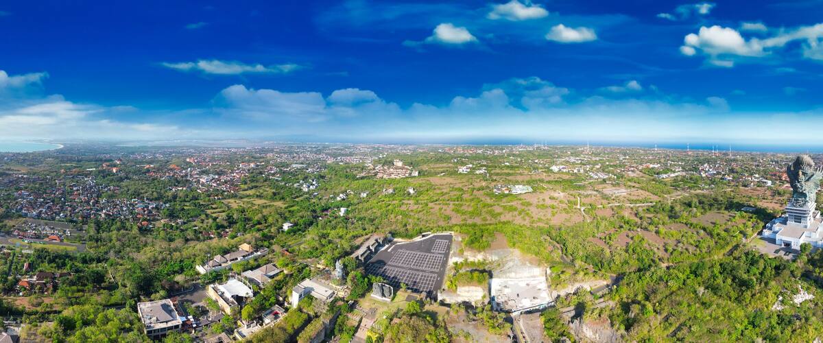 Amazing aerial view of Patung Garuda Wisnu Kencana in Bali