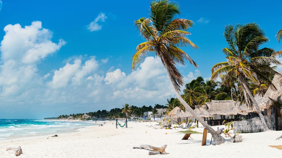 Beautiful Caribbean coast in Tulum Mexico