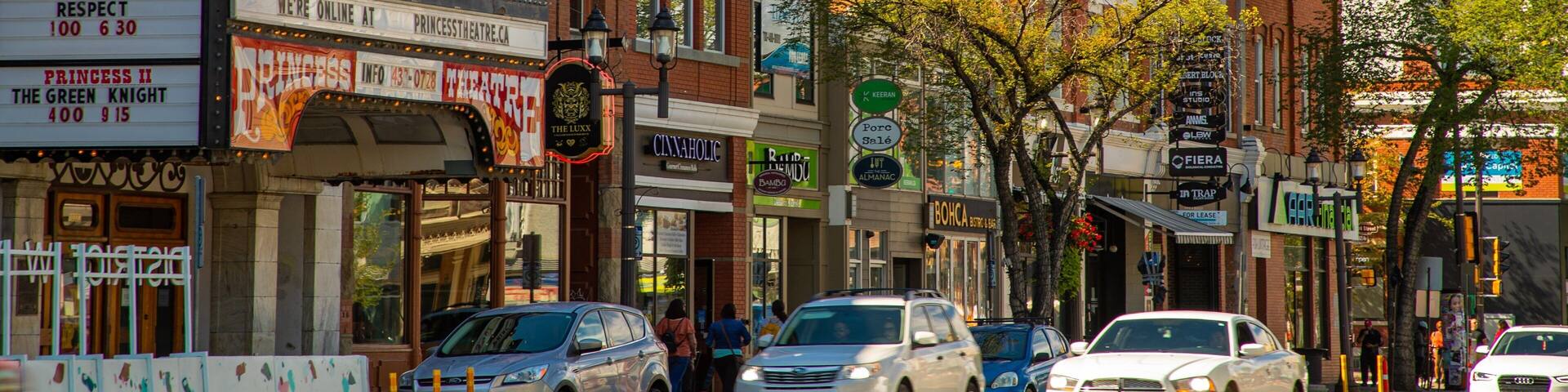 Whyte ave featuring heritage elements and a small town or village