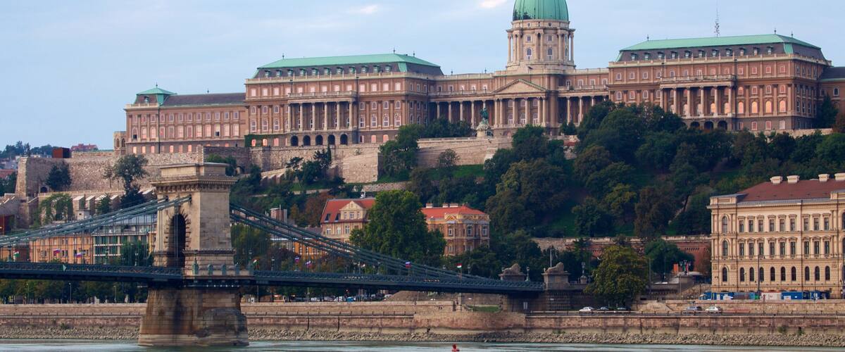 Buda Castle which includes a bridge, a castle and heritage architecture