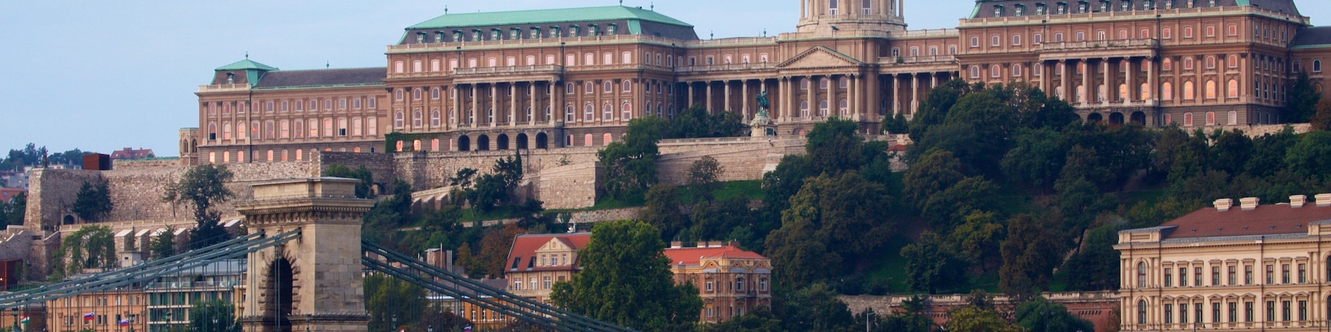 Buda Castle featuring a bridge, chateau or palace and a river or creek