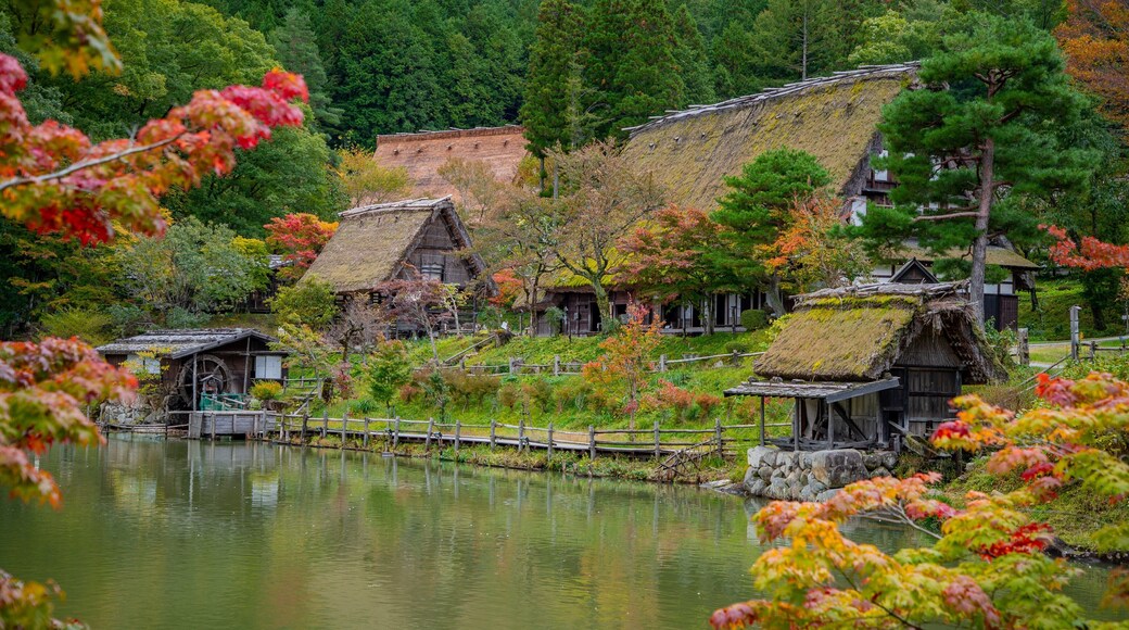 Hida Takayama Onsen which includes a small town or village and a pond