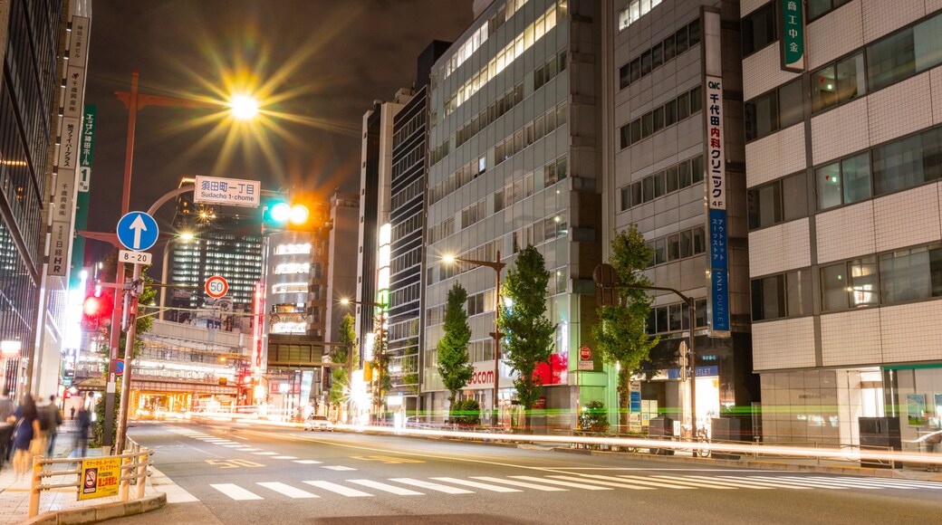 Kanda featuring night scenes, street scenes and a city