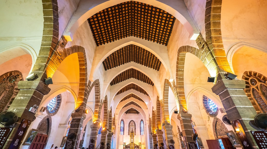 The interior of a Catholic church on Weizhou Island in Beihai, Guangxi, China