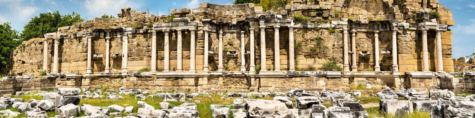 Ruins of the ancient agora of Side in Turkey