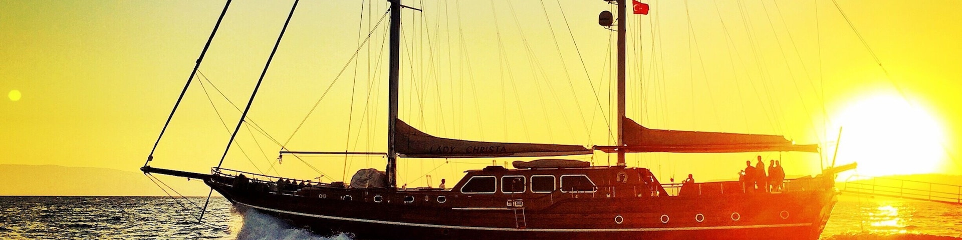 Besutiful gulet on sunrise