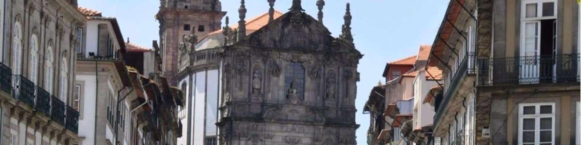 Clerigos Tower from the bottom of the hill at Praca de Liberdade.