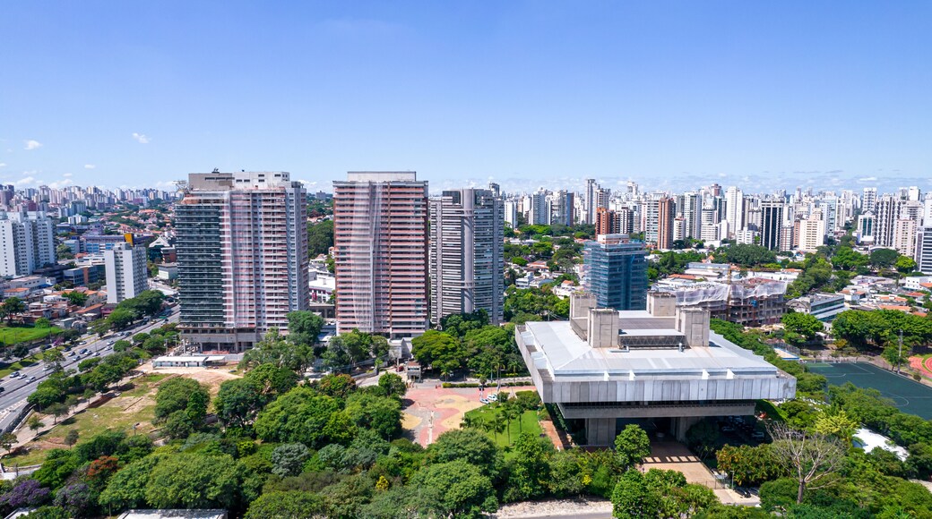 Aerial view of the city of São Paulo, Brazil.
In the neighborhood of Vila Clementino, Jabaquara. Aerial drone photo. Avenida 23 de Maio in the background. Many residential buildings under construction