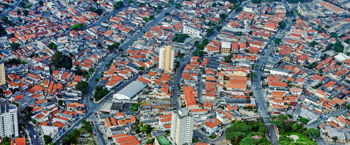 Aerial view Sao Paulo Downtown - Vila Guarani Neighborhood. It is an alpha global city and the most populous city in Brazil, the world's 12th largest city proper by population. Brazil, 2018