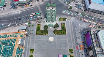 Aerial photography of Zhengzhou Erqi Memorial Tower in Zhengzhou, Henan Province