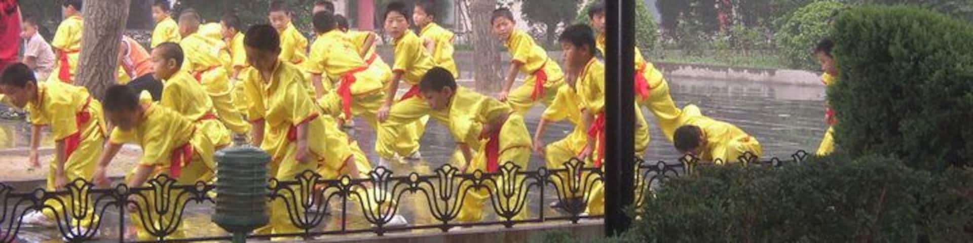 We were walking along and happened upon a kung fu school doing drills outside in the open air.