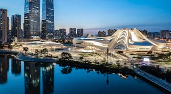 Night view of Meixi Lake Park in Changsha, Hunan Province, China