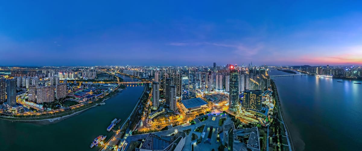 Night view of Beichen Delta in Changsha, Hunan, China