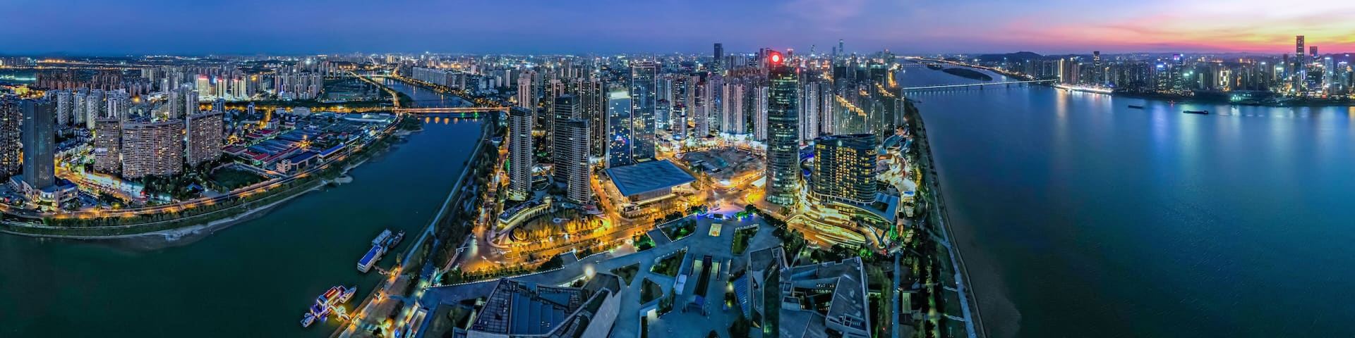 Night view of Beichen Delta in Changsha, Hunan, China