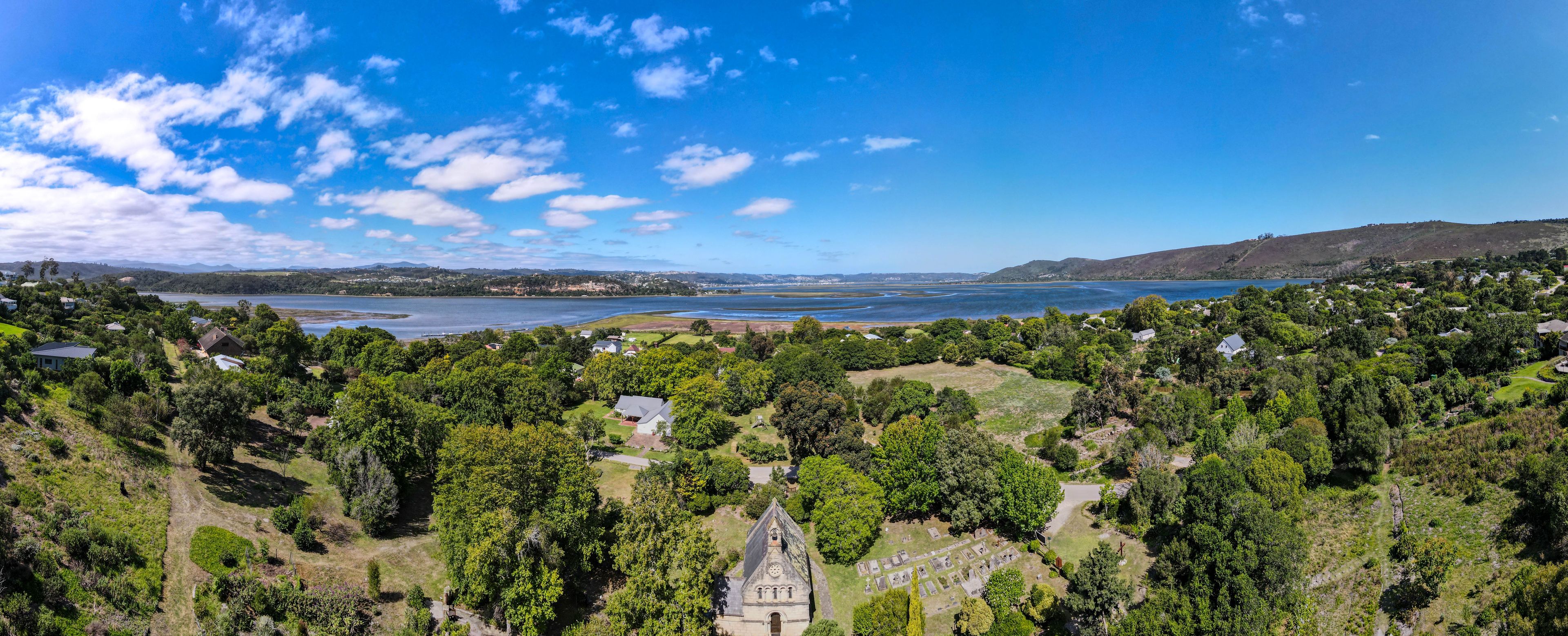 Drone view of Holy trinity church at Belvidere near Knysna in South Africa