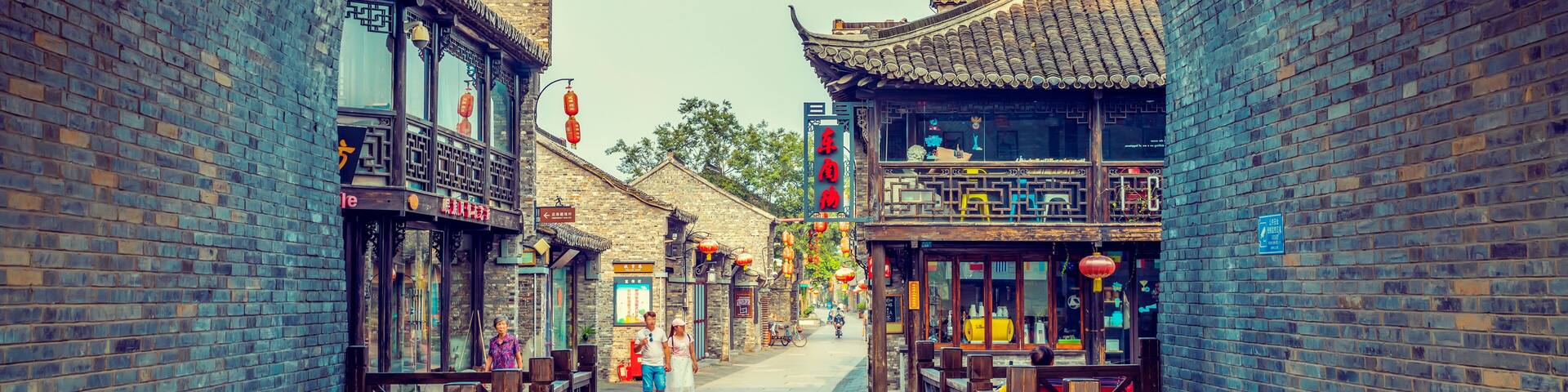Yangzhou, China. July 2018: Yangzhou Dongguan Street is a famous old street and tourist attraction.