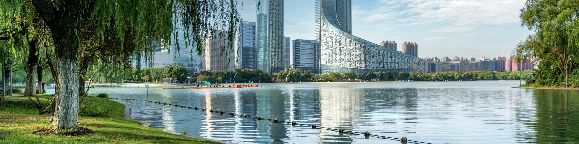 Cityscape of Swan Lake, Hefei, China