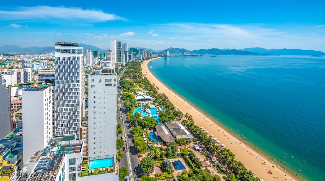 Beautiful Scenery of Nha Trang, a Tropical Coastal Vacation Paradise in Vietnam, Southeast Asia.