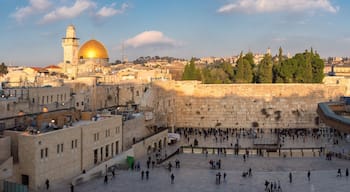 Panoramic view of Temple Mount in the old city of Jerusalem at sunset, Israel.