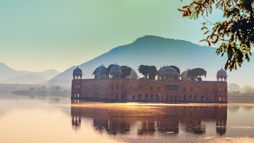 Jalmahal jaipur . famous heritage places in Jaipur, rajasthan during sunset. tourist places