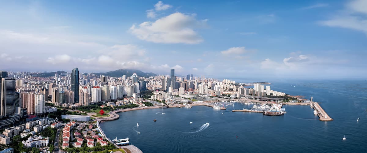 Aerial photo of the landscape of Qingdao Coastal Bay Area