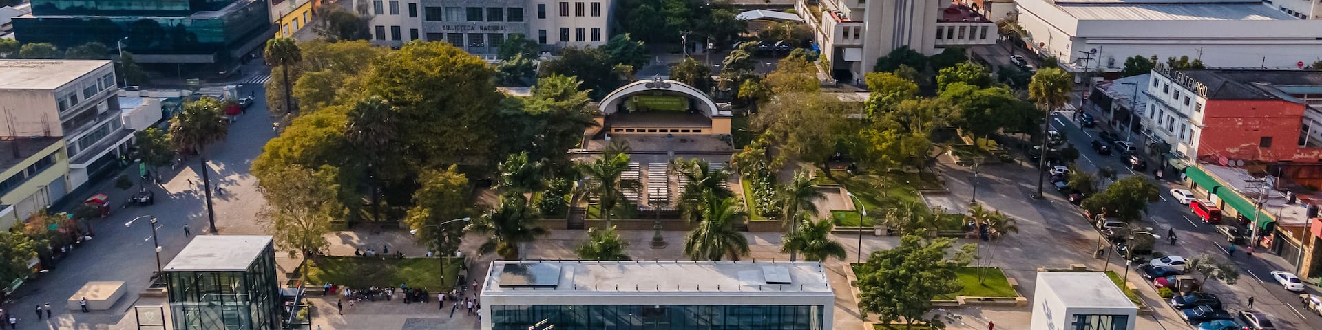 Beautiful aerial view of Guatemala City - Catedral Metropolitana de Santiago de Guatemala, the Constitution Plaza in Guatemala