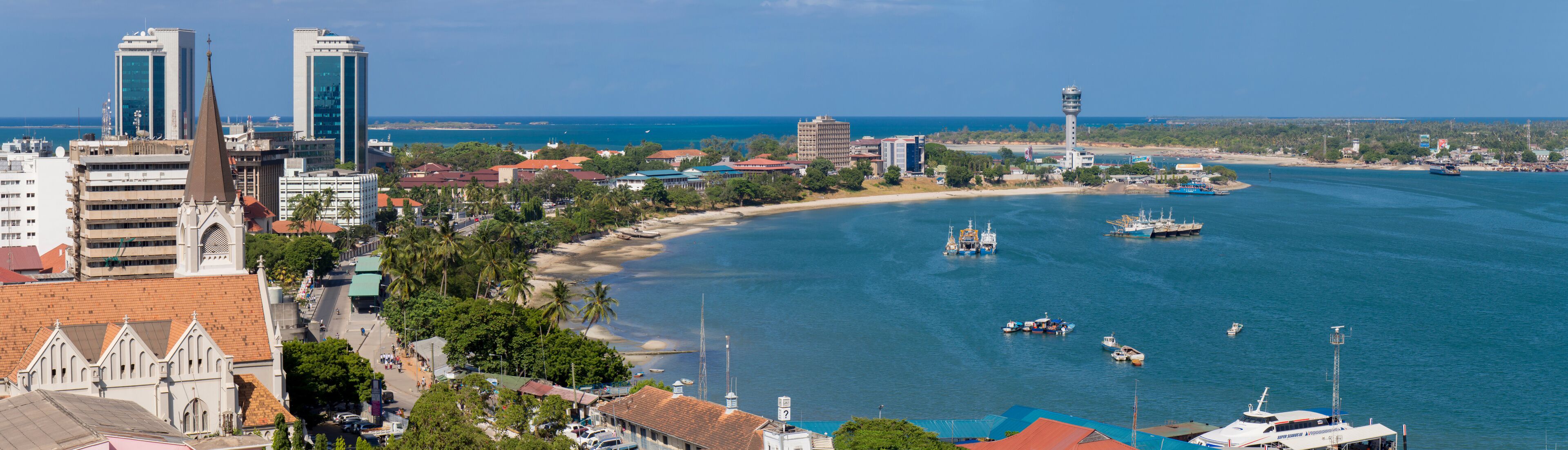 East Africa, Tanzania, Dar es Salaam panorama cathedral