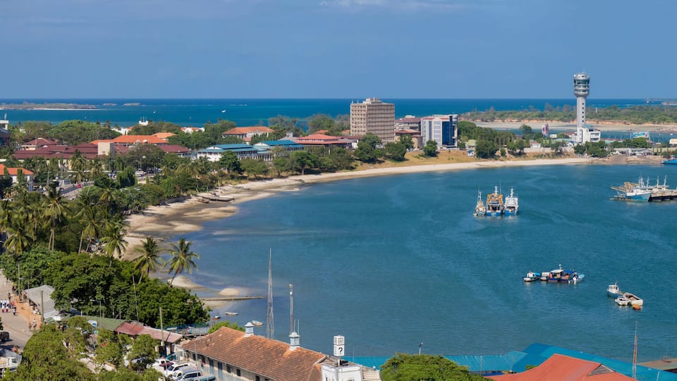 East Africa, Tanzania, Dar es Salaam panorama cathedral