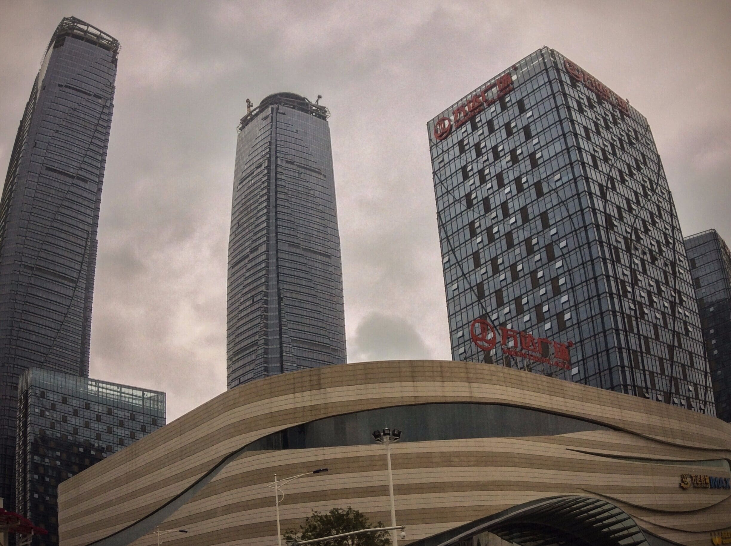 The Wanda Plaza comes complete with an IMAX theatre.  Soon, Kunming will look just like every other city in the world...just a bit more crowded.

The Wanda Plaza towers, when completed, will be the 88th and 89th tallest skyscrapers in the world.