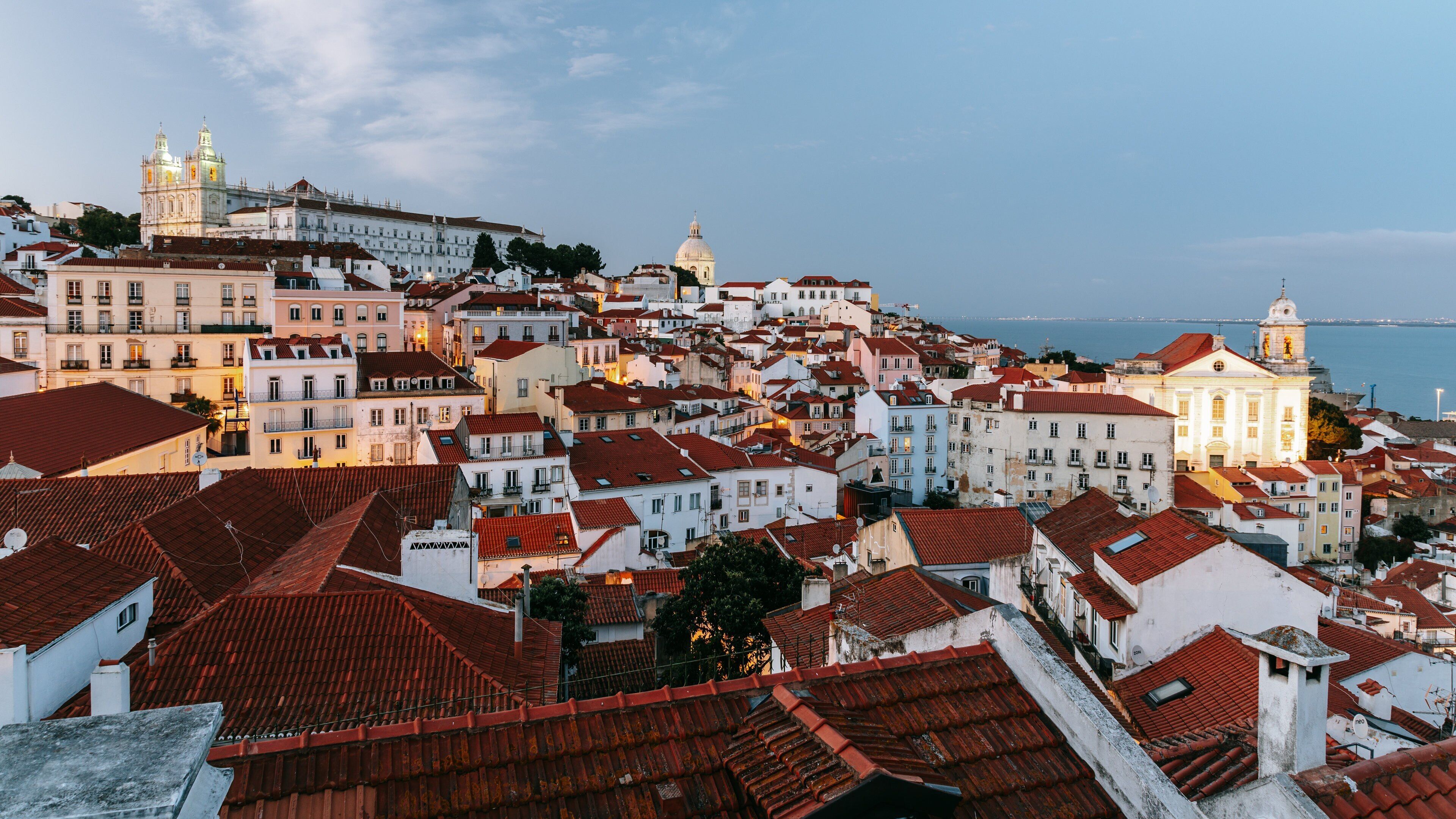 Lisbon Old Town which includes a coastal town and landscape views