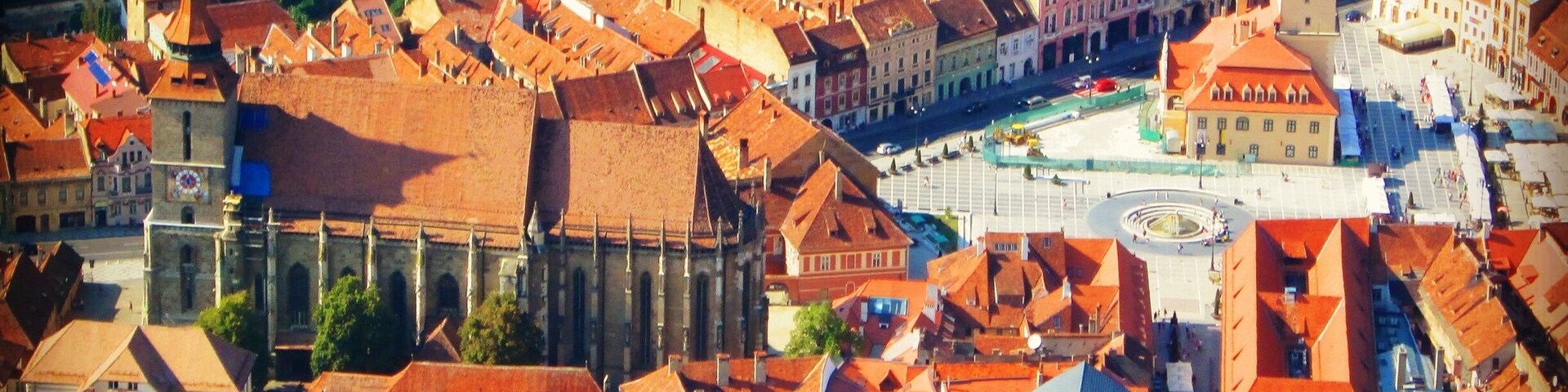 Brasov viewed from up the hill.In the centre you can see The Council Square and The Black Church.