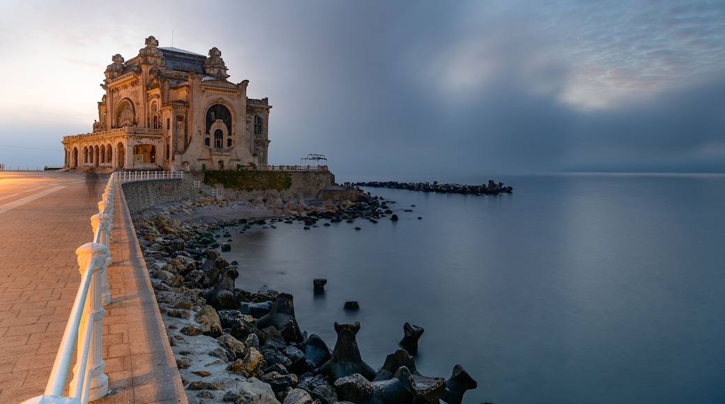 #romania #pics #sky_captures #sunrise #constanta #casino #seascape #blacksea #building #sea #longexposure #Golden