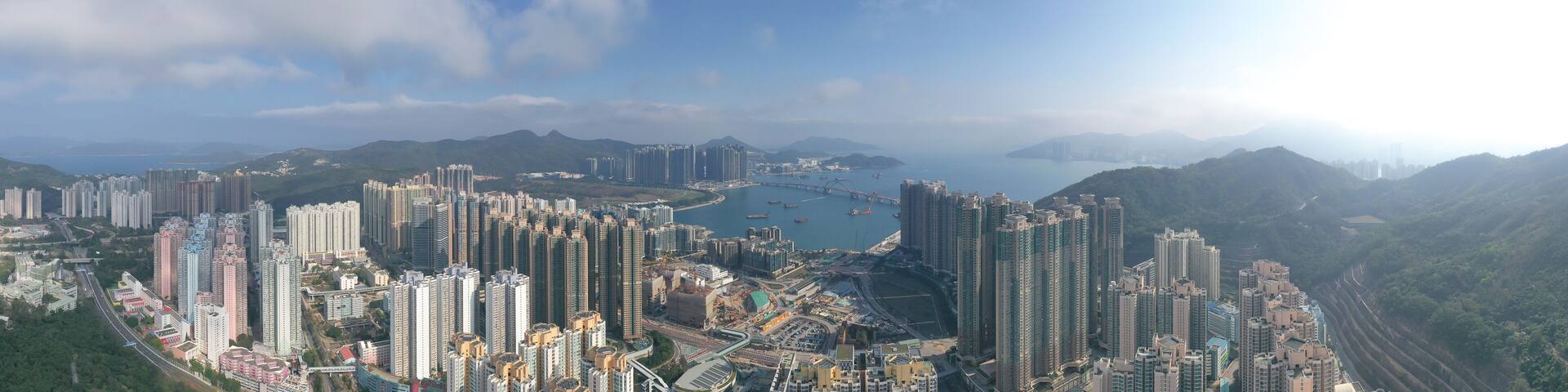 Aerial view of Hong Kong City, Tseung Kwan O 27 Feb 2022