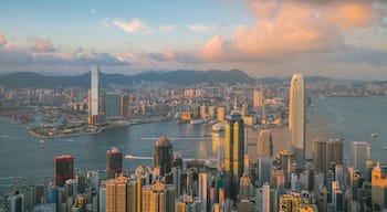Panoramic view of Victoria Harbor and Hong Kong skyline