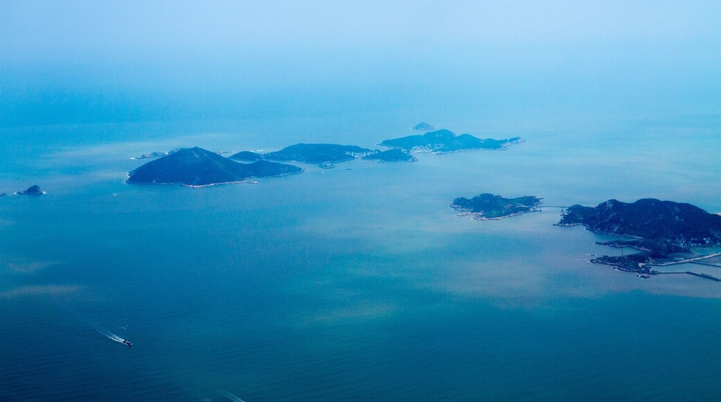 Isles in the sea in Zhoushan archipelago,shot from the plane window.