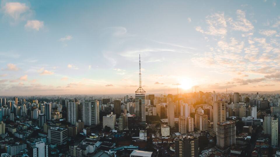 Aerial cityscape of Sao Paulo Brazil