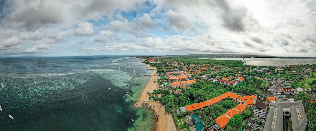 Bali Indonesia Ubud Nusa Dua Hotel beach crystal clear blue water sea ocean nature architecture travel tourist drone aerial view