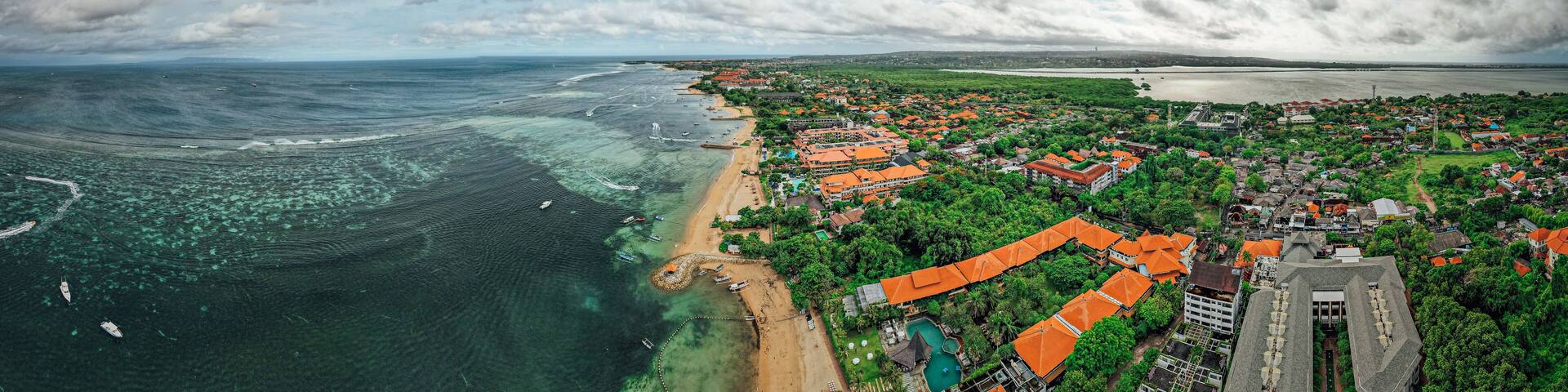 Bali Indonesia Ubud Nusa Dua Hotel beach crystal clear blue water sea ocean nature architecture travel tourist drone aerial view