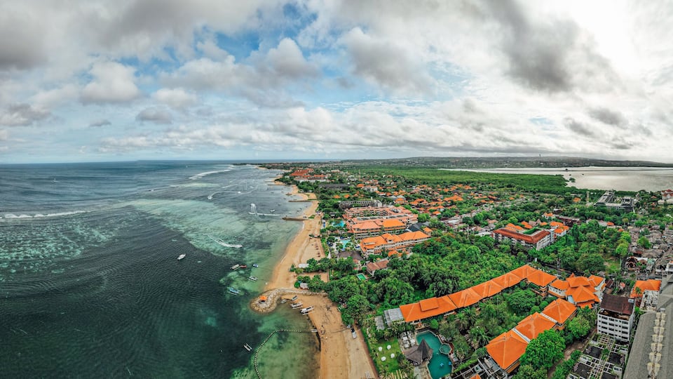 Bali Indonesia Ubud Nusa Dua Hotel beach crystal clear blue water sea ocean nature architecture travel tourist drone aerial view