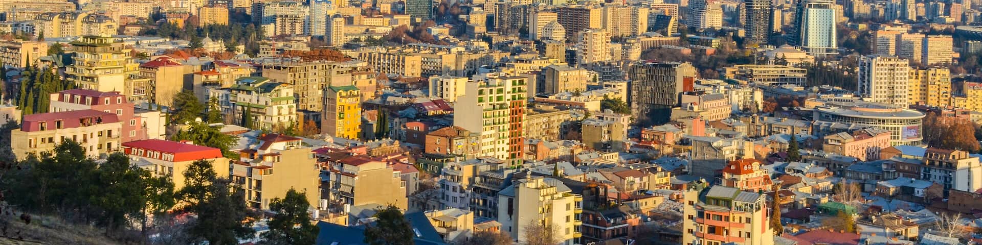 Vake and Vera districts scenic view from Mtatsminda mountain (Tbilisi, Georgia)