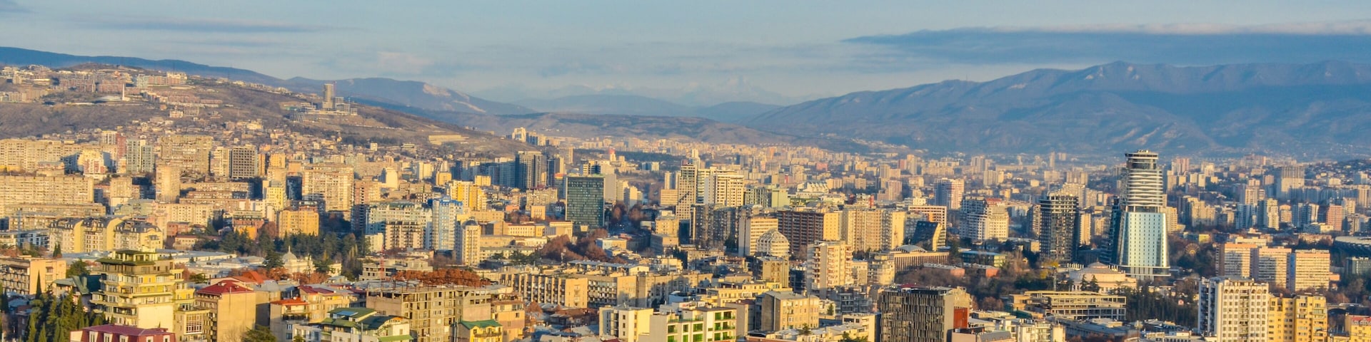 Vake and Vera districts scenic view from Mtatsminda mountain (Tbilisi, Georgia)