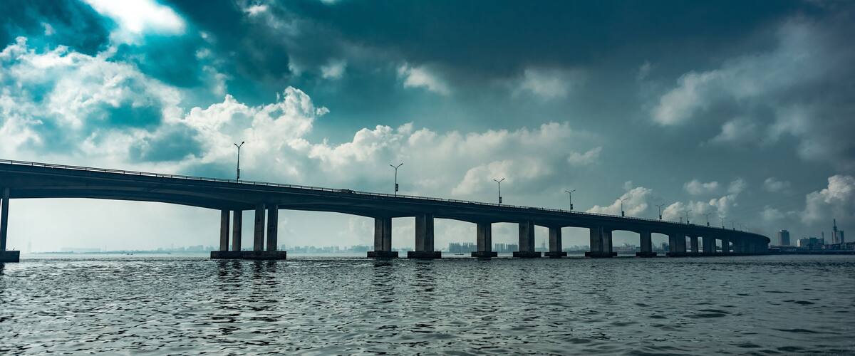 A view of the third mainland bridge from the Lagos lagoon
