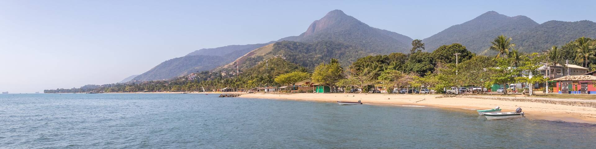 Panoramic view of Praia do Pereque Beach - Ilhabela, Sao Paulo, Brazil