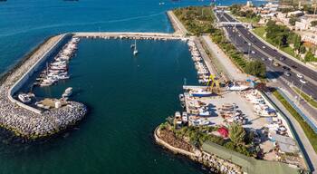 Aerial Drone View of Marina Pier in Yenikapi Bakirkoy / Istanbul Seaside in Turkey