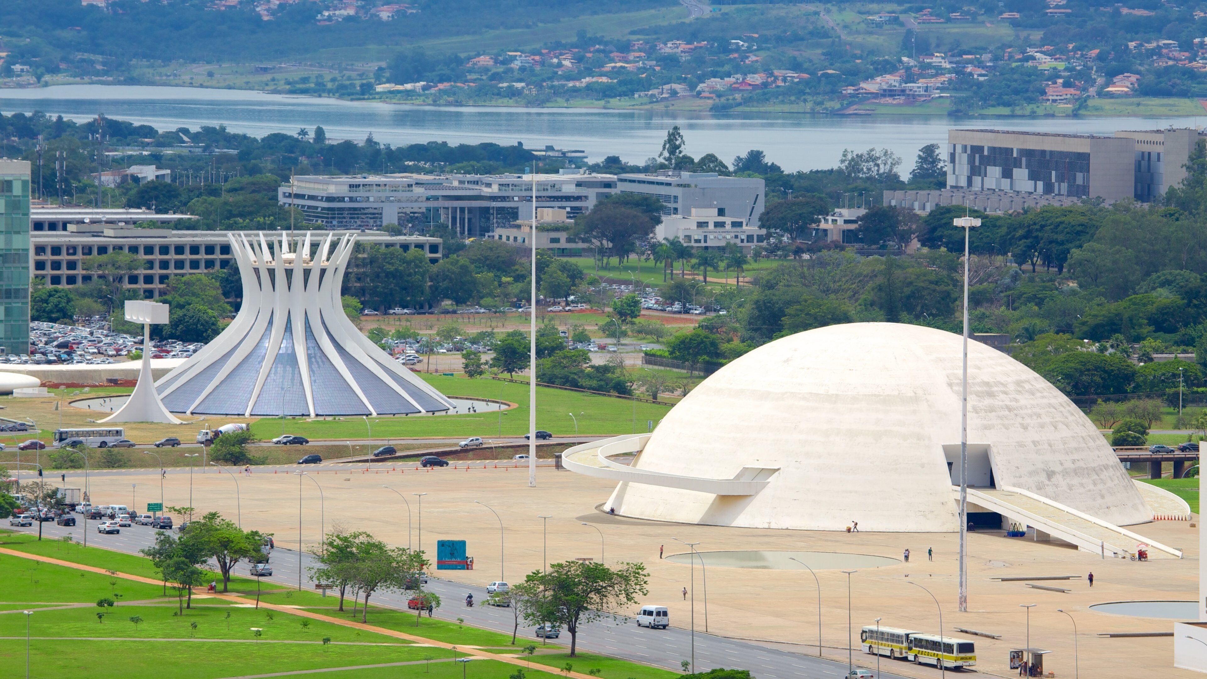 Brasilia featuring a monument, modern architecture and a city
