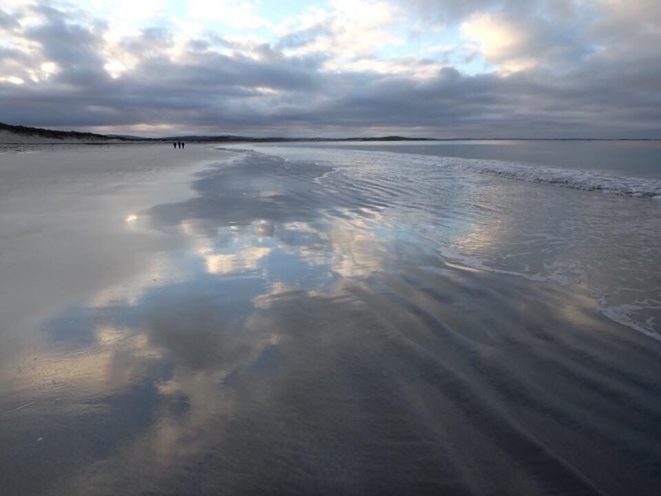 Low tide, and what seems like miles of open beach. Have you ever gone for a walk in the clouds. Waterproof footwear is best. 
#Reflections Sweepstakes 