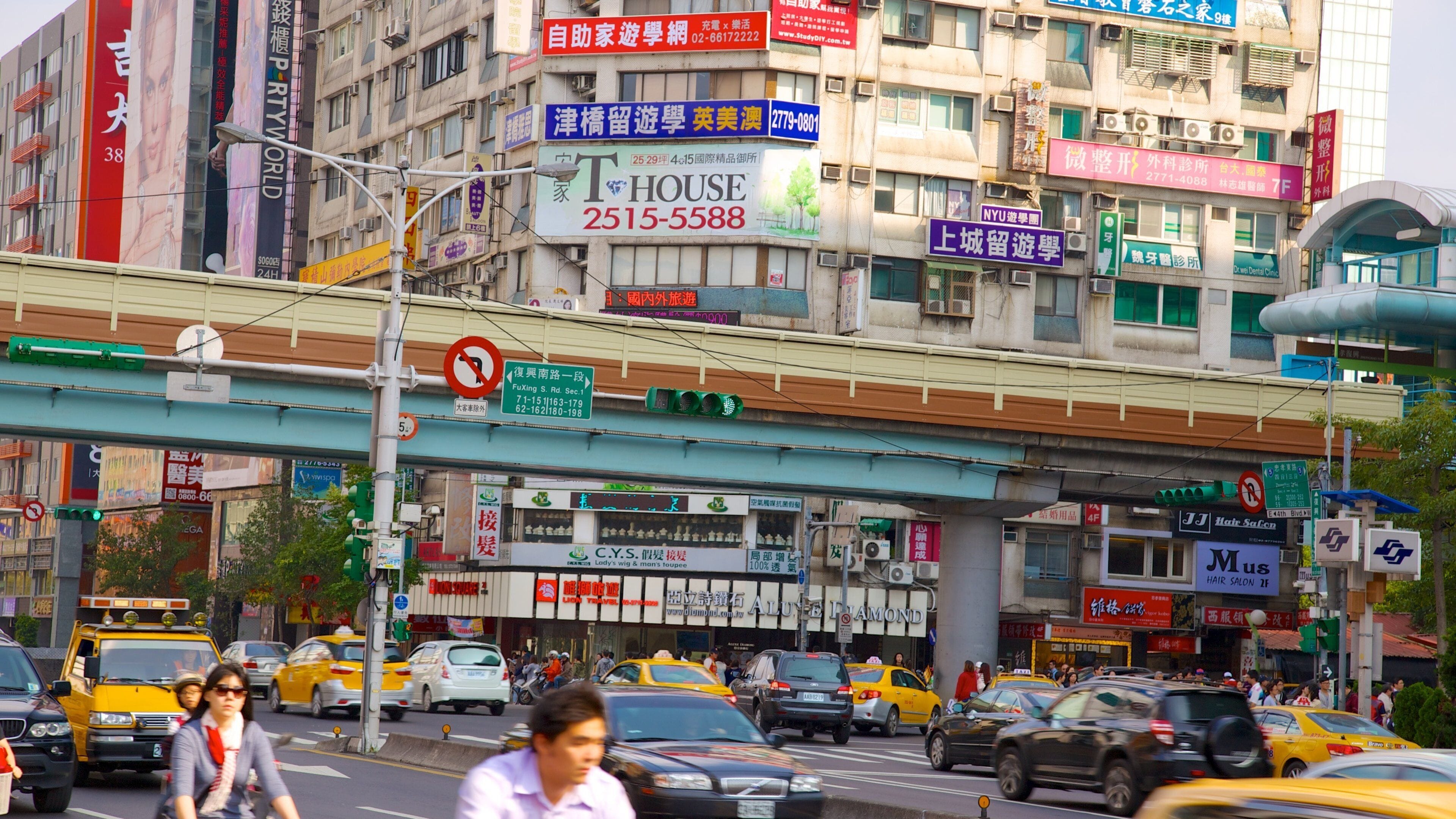 Taipei bevat bewegwijzering, cbd en straten