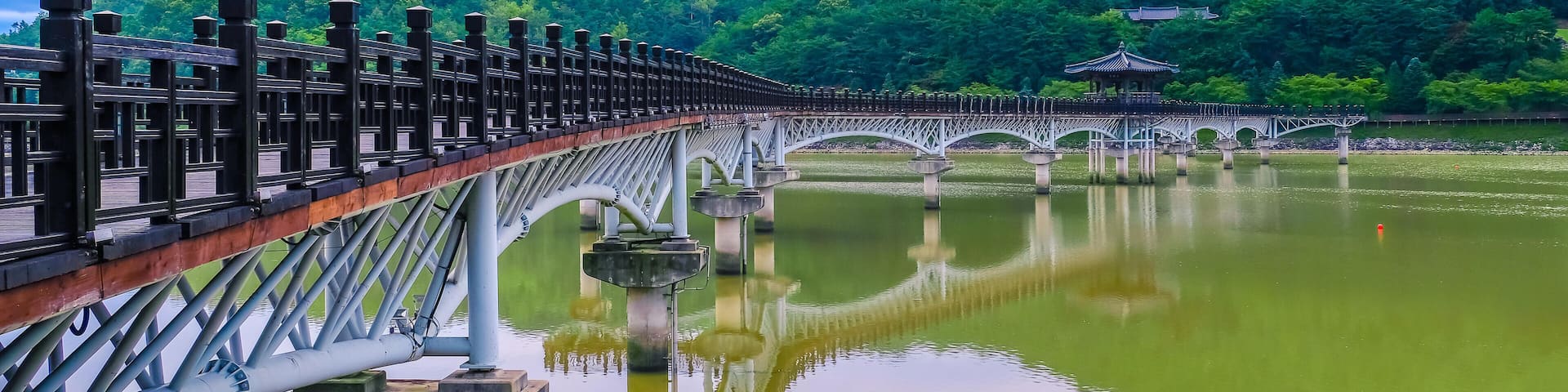 PC916K Wolyeonggyo wooden bridge at Andong city, South Korea.