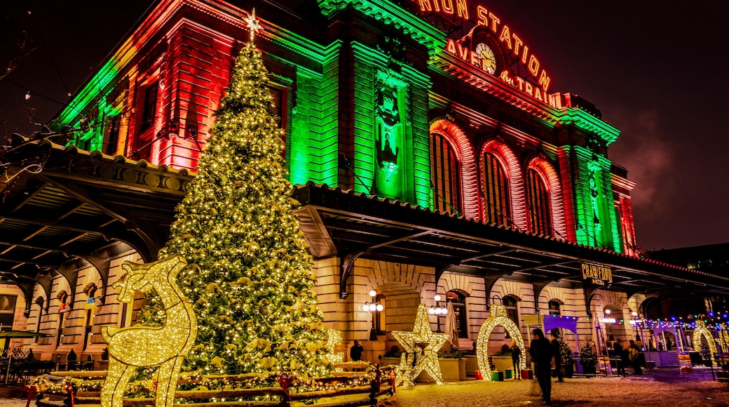 Holiday lighting of Denver Union Station